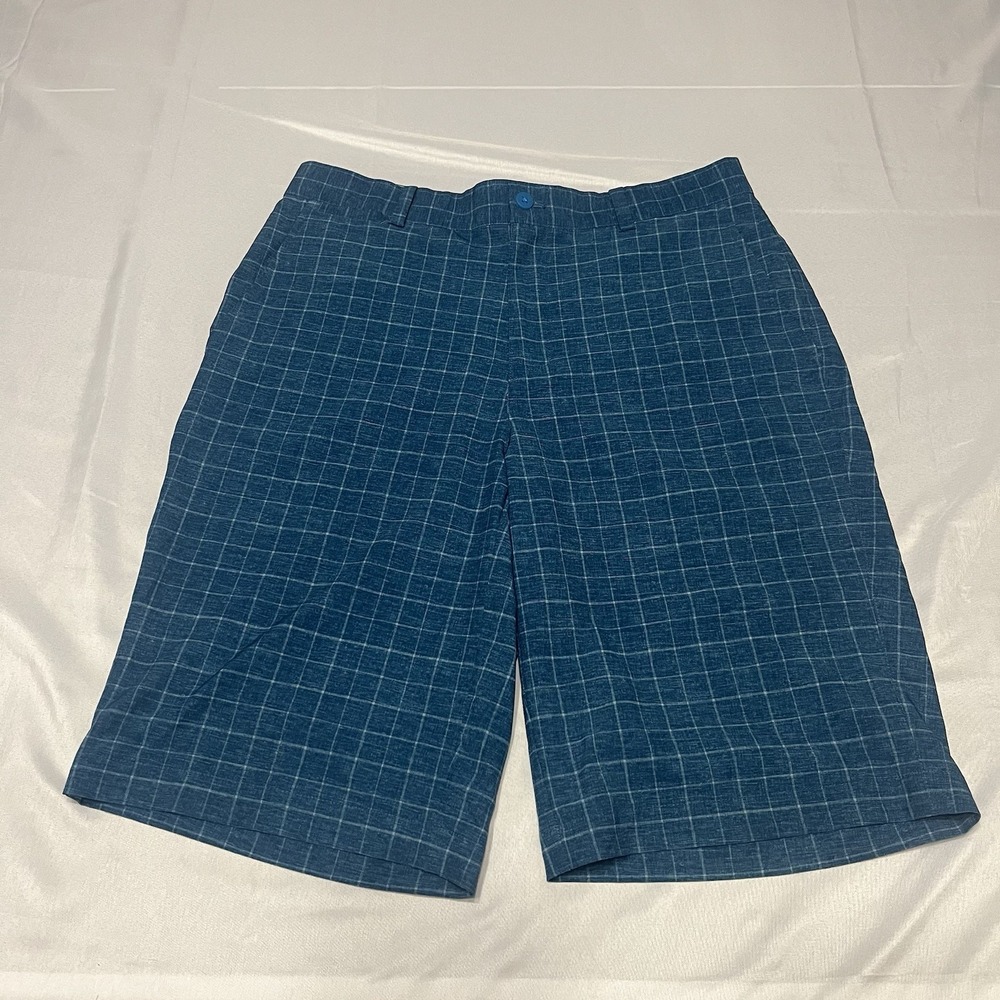 Nike Golf Shorts Mens 30 Blue Plaid Tour Performance Dri-Fit 11" Inseam Stretch